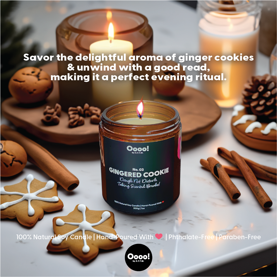 Scented Candle; Scented Candles; Self-Care; Self-Love; Self-Pampering; 100% Natural Soy Candle; Handpoured Candle; Phthalate-Free Candle; Paraben-Free Candle; Home Fragrance; Home Fragrances; Candle Scent; Candle Fragrance; Gingered Cookie; Gourmand Spicy